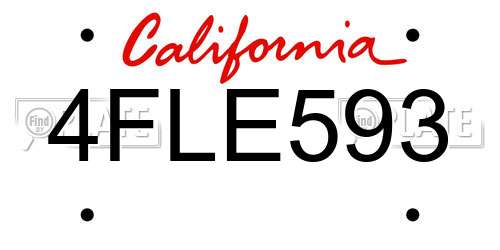 4FLE593 California License Plate