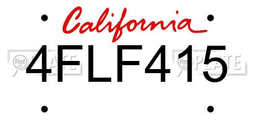 4FLF415 California License Plate
