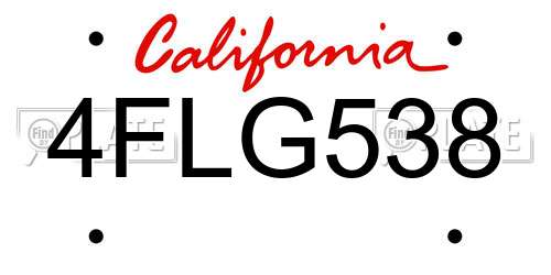 4FLG538 California License Plate