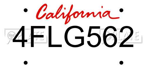 4FLG562 California License Plate