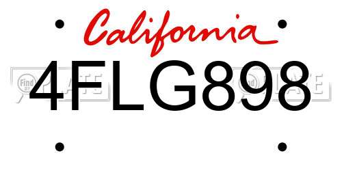 4FLG898 California License Plate