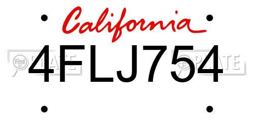 4FLJ754 California License Plate