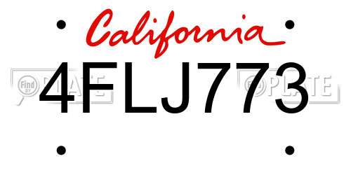 4FLJ773 California License Plate