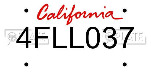 4FLL037 California License Plate