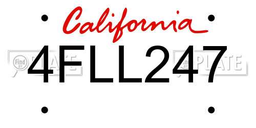 4FLL247 California License Plate