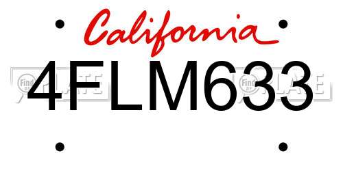 4FLM633 California License Plate