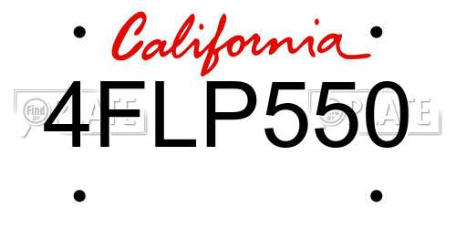 4FLP550 California License Plate