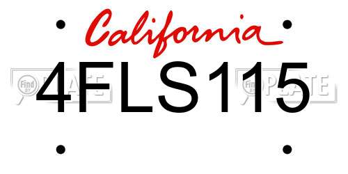 4FLS115 California License Plate