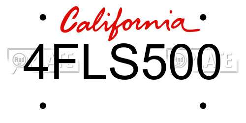 4FLS500 California License Plate