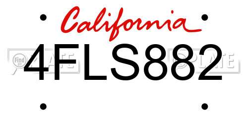 4FLS882 California License Plate