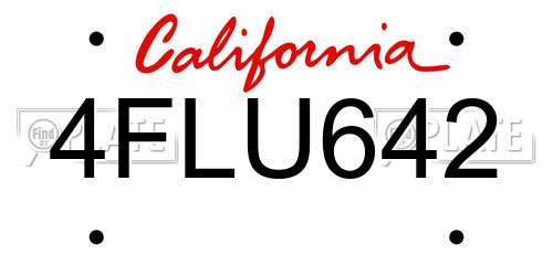 4FLU642 California License Plate