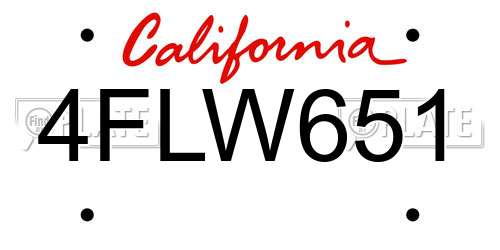 4FLW651 California License Plate