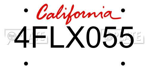 4FLX055 California License Plate