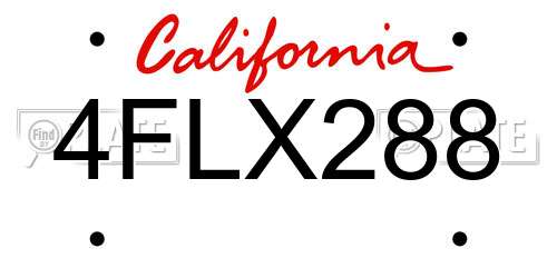 4FLX288 California License Plate