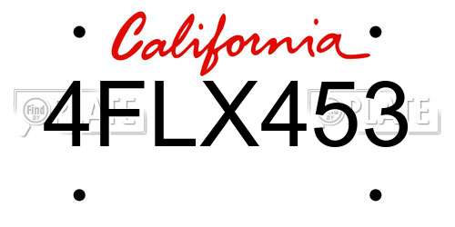 4FLX453 California License Plate
