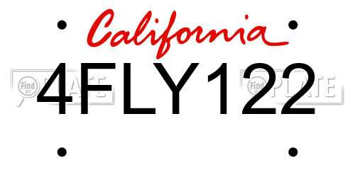 4FLY122 California License Plate