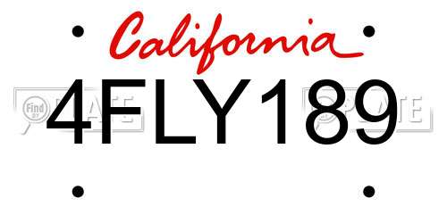 4FLY189 California License Plate