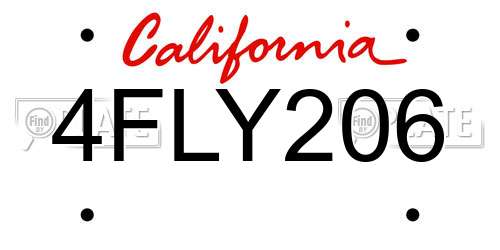 4FLY206 California License Plate