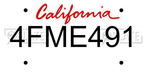 4FME491 California License Plate