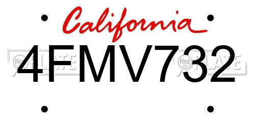 4FMV732 California License Plate