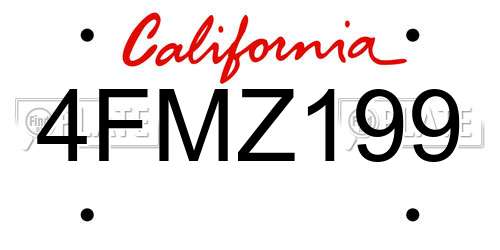4FMZ199 California License Plate