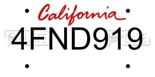 4FND919 California License Plate