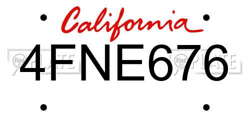 4FNE676 California License Plate