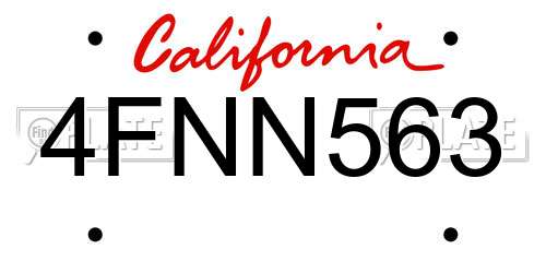 4FNN563 California License Plate