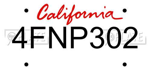 4FNP302 California License Plate
