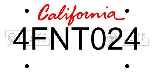 4FNT024 California License Plate