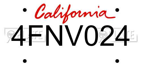4FNV024 California License Plate