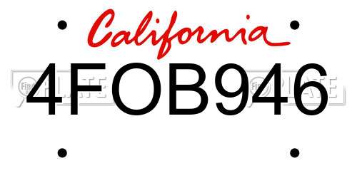 4FOB946 California License Plate