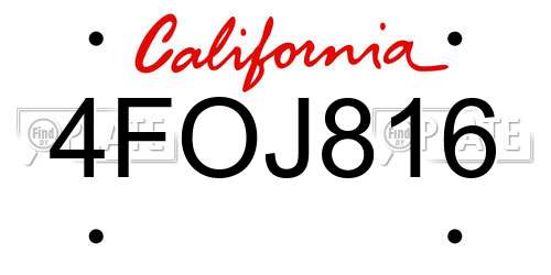 4FOJ816 California License Plate