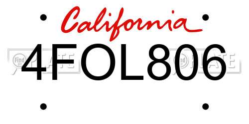 4FOL806 California License Plate