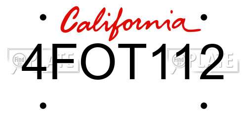 4FOT112 California License Plate
