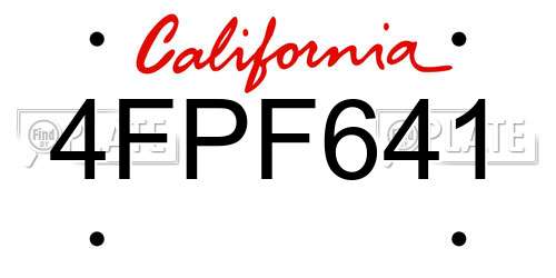 4FPF641 California License Plate