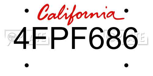 4FPF686 California License Plate