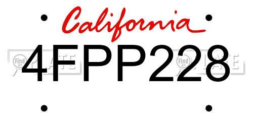 4FPP228 California License Plate