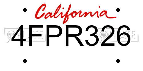 4FPR326 California License Plate