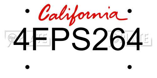 4FPS264 California License Plate