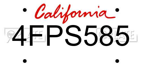 4FPS585 California License Plate