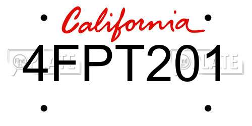 4FPT201 California License Plate
