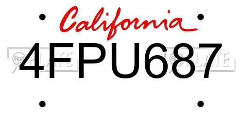 4FPU687 California License Plate