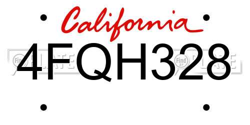 4FQH328 California License Plate