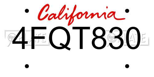 4FQT830 California License Plate