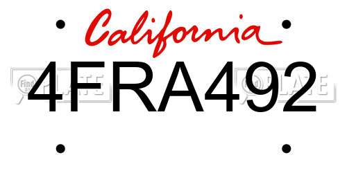 4FRA492 California License Plate