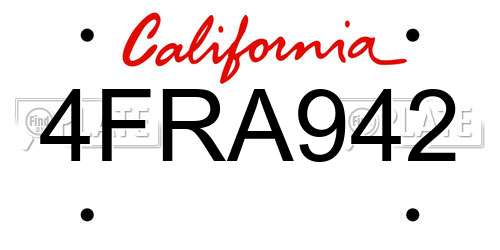 4FRA942 California License Plate