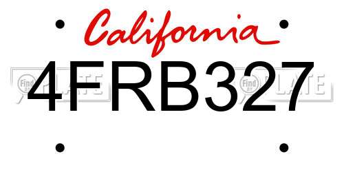 4FRB327 California License Plate