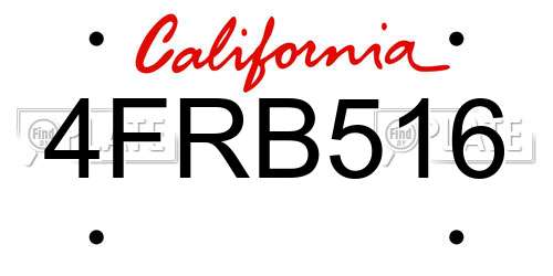 4FRB516 California License Plate