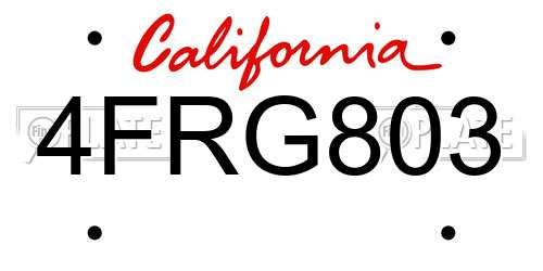 4FRG803 California License Plate